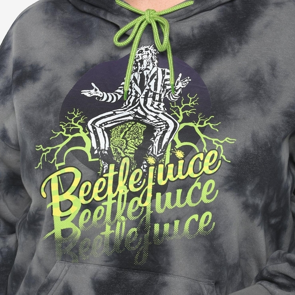 MISSING CORD- Hot Topic Beetlejuice Icons Wash Girls Crop Hoodie- Size 0X - Picture 4 of 10